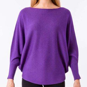 Kerisma Ryu Top Purple Knit Sweater Dolman Sleeves Size Small Medium Boatneck